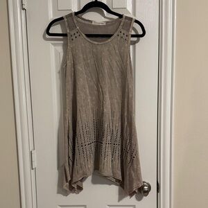 Elegant Sleeveless Tan Studded Women's Tank Top